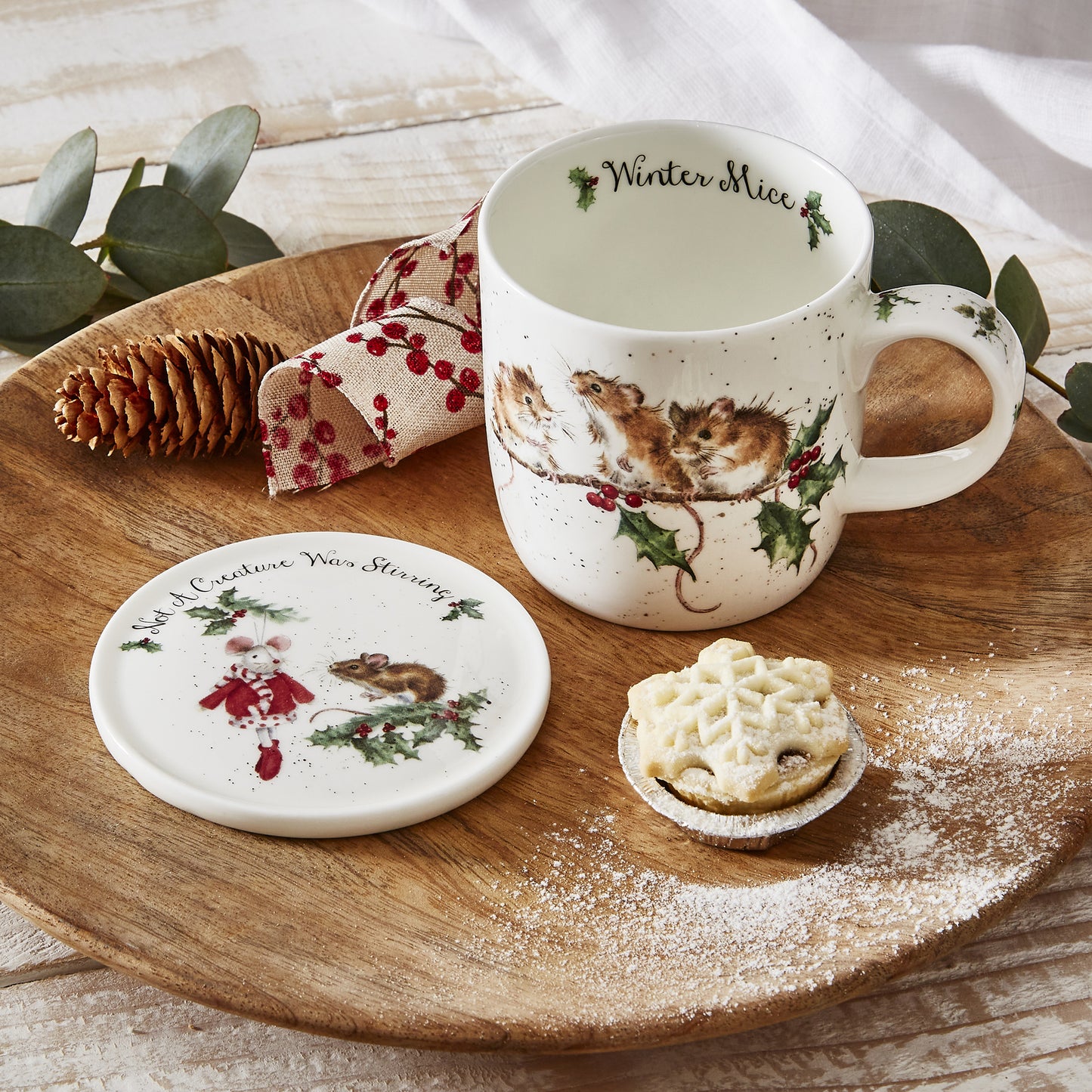 Mug & Coaster Set Royal Worcester Wrendale Winter Mice