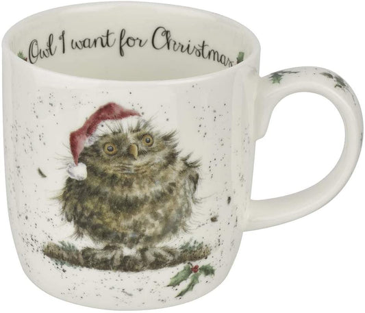 Royal Worcester Wrendale Owl I Want For Christmas Mug