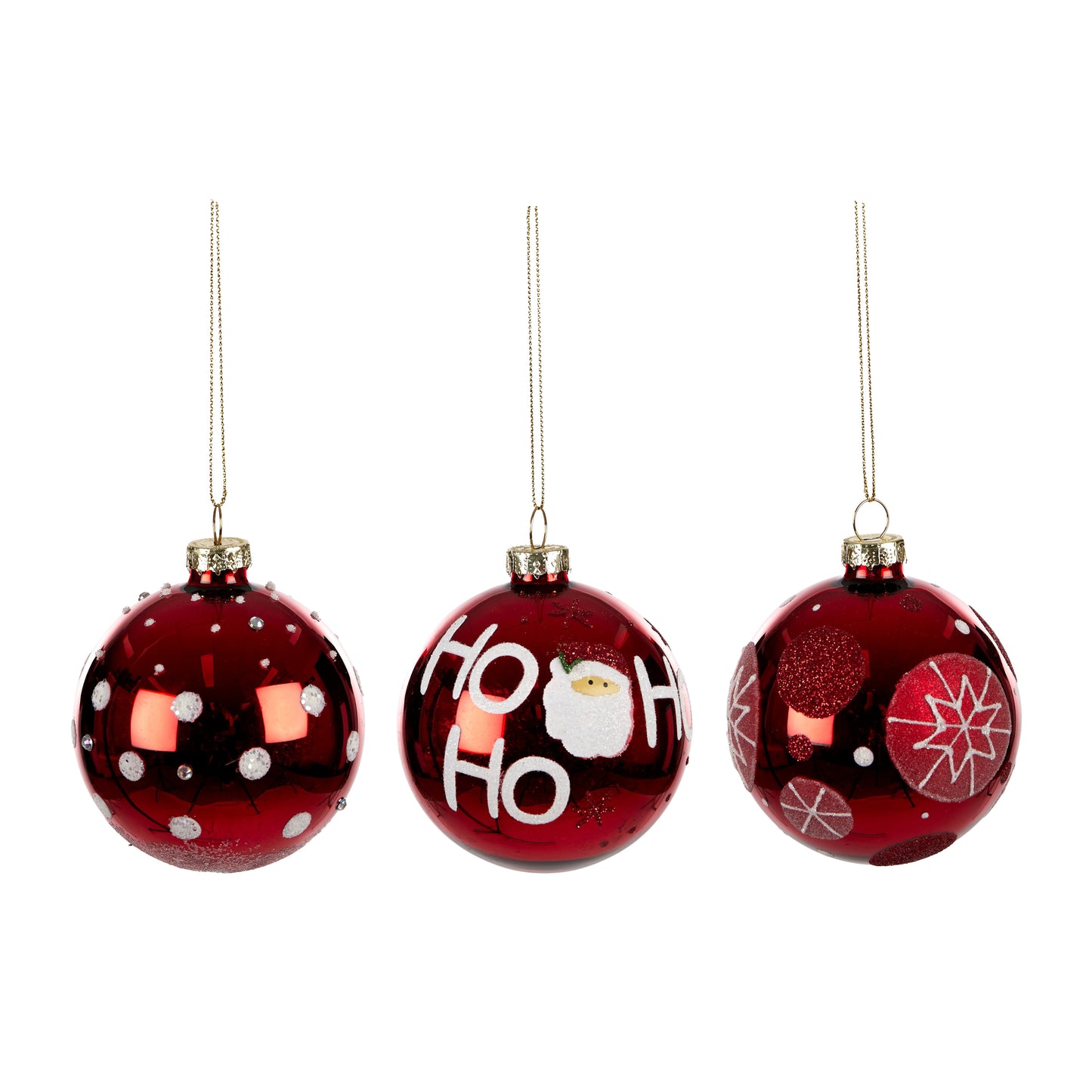 Hanging Glass Bauble Red/White Asst