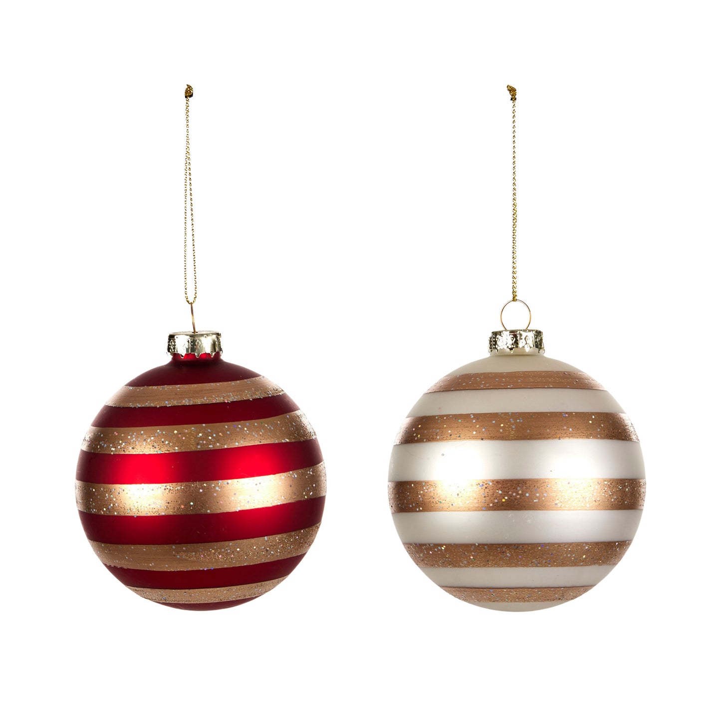 Hanging Glass Bauble Matte Red/White Asst