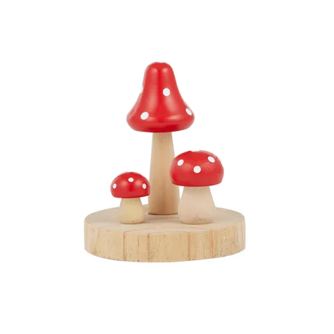 Wood Mushroom Deco Red