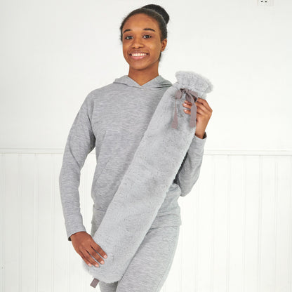 Long Hot Water Bottle - Grey Faux Fur