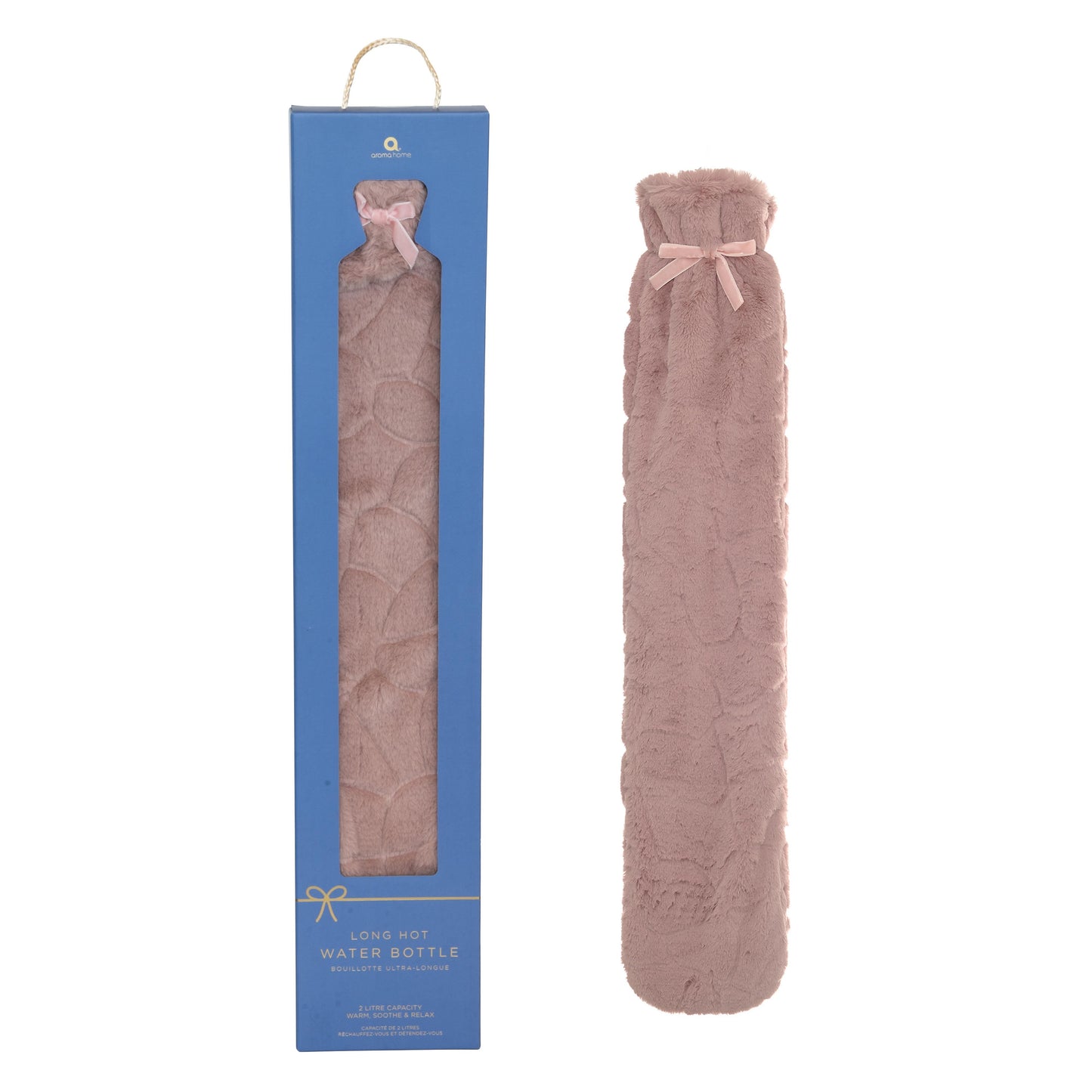 Long Hot Water Bottle - Pink Faux Fur