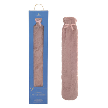 Long Hot Water Bottle - Pink Faux Fur