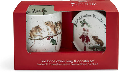 Mug & Coaster Set Royal Worcester Wrendale Winter Mice