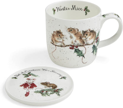 Mug & Coaster Set Royal Worcester Wrendale Winter Mice