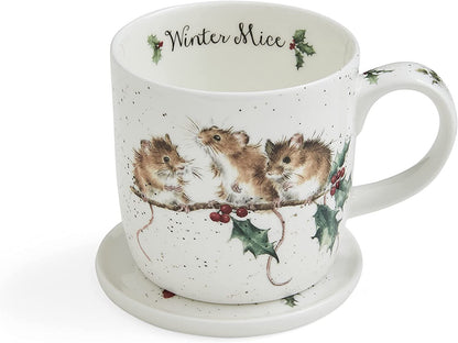 Mug & Coaster Set Royal Worcester Wrendale Winter Mice